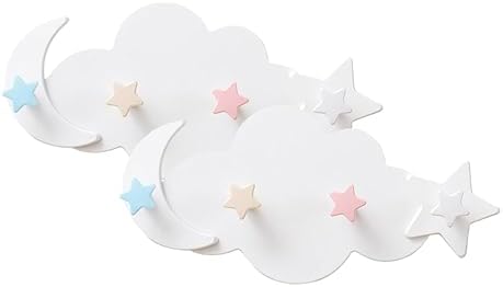 Ciieeo 2pcs Star Moon Wall Hooks for Coats Keys Towels