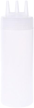 DRAGONRUN 3 Hole Squeeze Bottle Condiment Dispenser 12OZ White