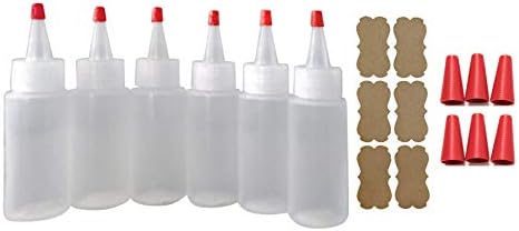 6 Pack 2oz Food Safe Plastic Squeeze Bottles