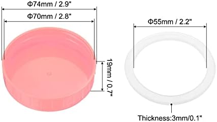 PATIKIL 70mm Pink Plastic Mason Jar Lids 8-Pack Set with Silicone Rings