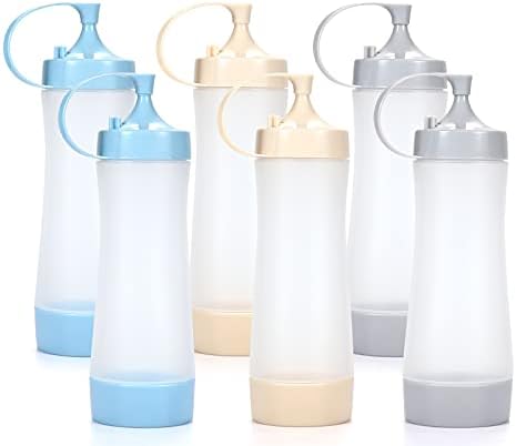 Qiuhome 12 oz Clear Condiment Squeeze Bottles 6 Pack