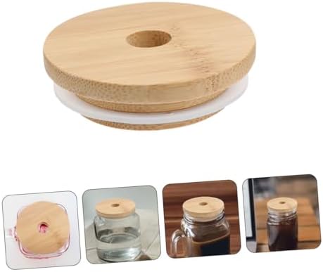 8pcs CIYODO Wooden Lids for Mason Jars with Straw Hole