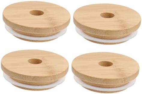 4pcs Mason Jar Lids with Straw Hole Reusable