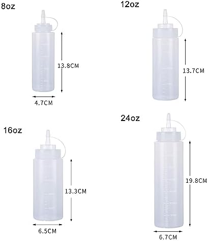 SKYPRO 4-Pack White Plastic Squeeze Bottles Set