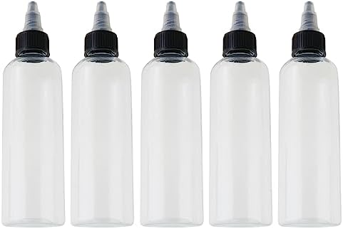 LUORNG 5pcs Condiment Squeeze Bottles 4 oz Empty Plastic Twist Top Dispensing Set