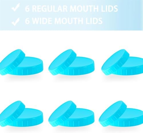 Tixill 20 Pcs Plastic Mason Jar Lids with Silicone Rings