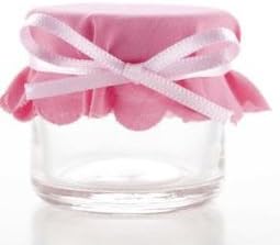 Nakpunar 12 pcs 4 Pink Fabric Jar Covers with Satin Ribbon Tie