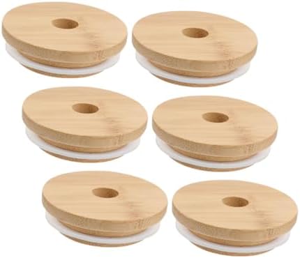 BRIGHTFUFU 6pcs Wooden Replacement Lids for 70MM Mason Jars