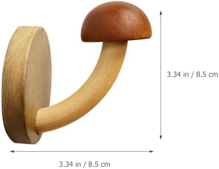 PRETYZOOM 4pcs Wooden Mushroom Wall Hooks 1
