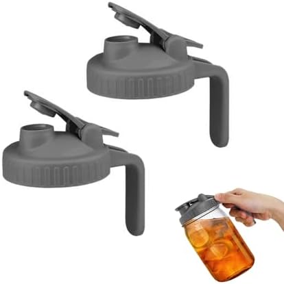 VIGOR PATH 2 Pack Wide Mouth Flip Cap Mason Jar Lids Gray