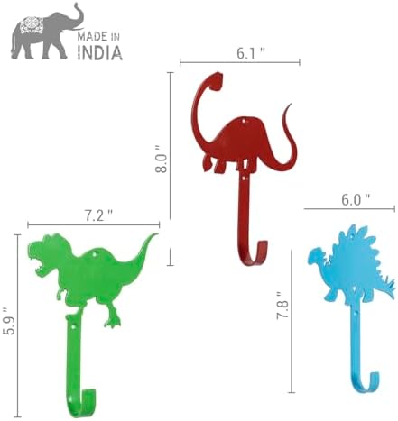 MyGift Fun Dino Coat Hooks 3 Piece Set