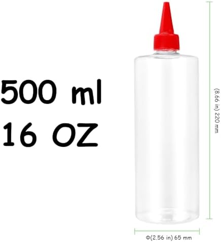 12 PCS 16 oz Clear Plastic Squeeze Bottles with Twist Top