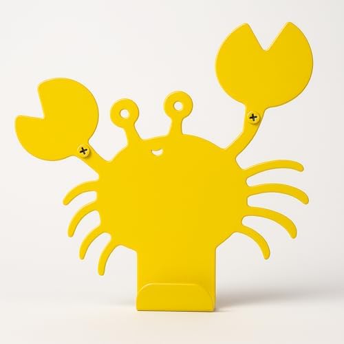 Cute Crab Wall Hook Yellow Heavy-Duty Metal