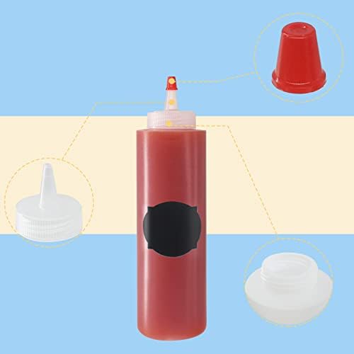 10 Pack 12-Ounce Plastic Squeeze Bottles with Red Tips and Funnel