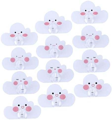 Vaguelly 12Pcs Cartoon Cloud Wall Hooks Adhesive Bathroom Hangers
