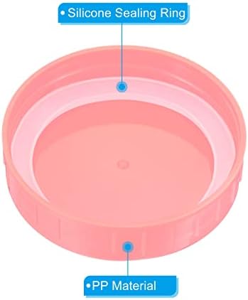 PATIKIL 70mm Pink Plastic Mason Jar Lids 8-Pack Set with Silicone Rings