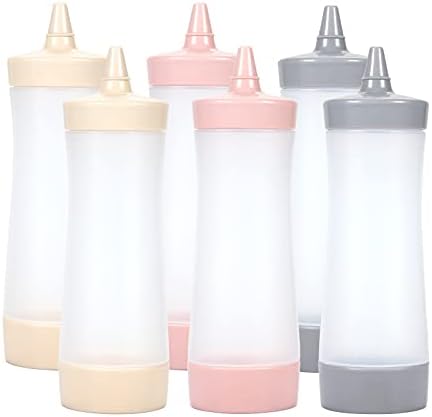 Qiuhome 12 oz Clear Condiment Squeeze Bottles Pack of 6