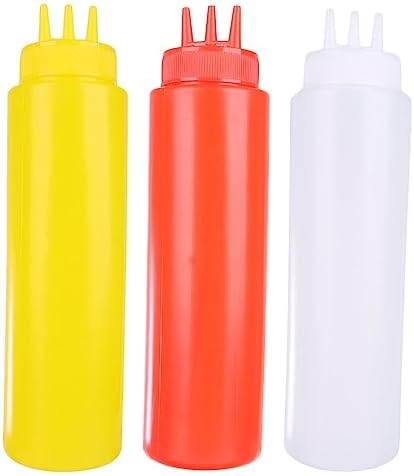 Vctitil 3 Pcs Condiment Squeeze Bottles with Leak Proof Design