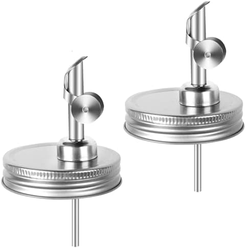 Auto-locking Flip Salad Dressing Dispenser Spouts for Mason Jars Silver