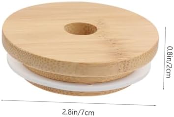 MAGICLULU 4PCs Wood Mason Jar Lids with Straw Hole