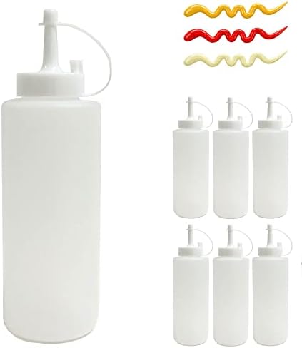 6 Clear Plastic Squeeze Bottles 12Oz Condiment Dispenser