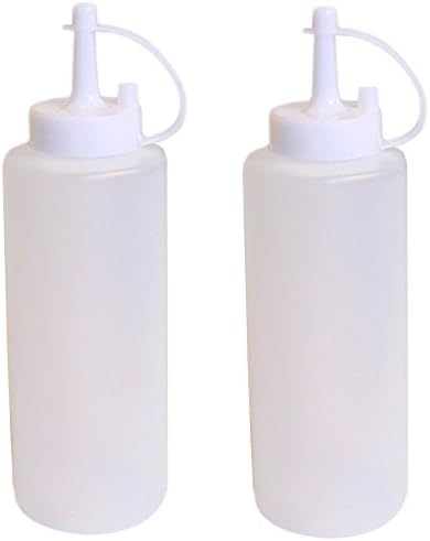 2 Clear Plastic Squeeze Bottle Condiment Dispenser for Ketchup Mustard Sauce