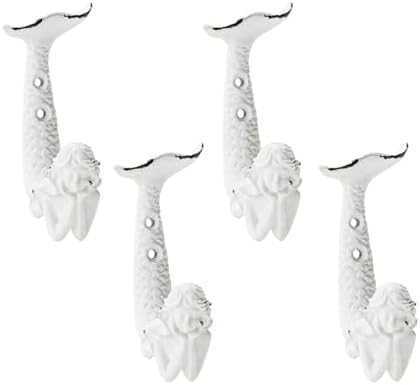Soffee Design 4pcs White Mermaid Metal Coat Hooks 1