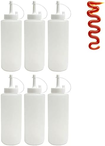 6 Clear Plastic Squeeze Bottles 12Oz Condiment Dispenser