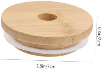 STOBAZA 4pcs Mason Jar Lids with Straw Holes Airtight Leak-Proof