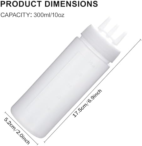 Uceoo 2 Pack Condiment Squeeze Bottles with 3 Hole Nozzles and 2 Funnels