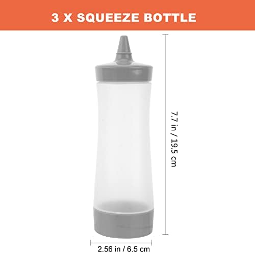 UPKOCH 3PCS Squeeze Condiment Bottles Grey 1