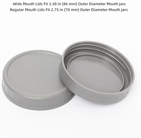 14-Pack Gray Plastic Mason Jar Lids with Silicone Rings