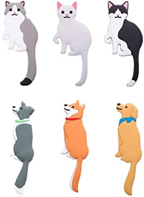 YISTOS Cute Animal Wall Hooks 3Pcs Cat Dog Adhesive White