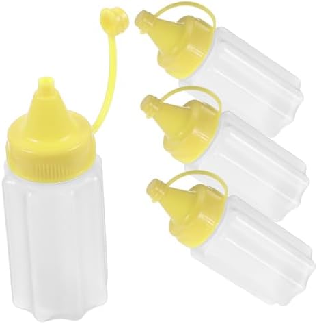 4 Pack Refillable Condiment Squeeze Bottles Yellow Kitchen Tools