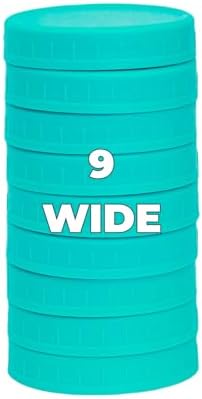 9 Pack Blue-green Wide Mouth Mason Jar Lids with Silicone Rings 1