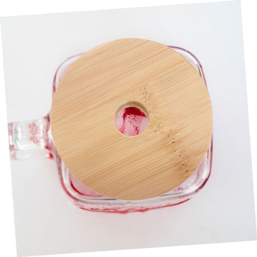 MAGICLULU 4PCs Wood Mason Jar Lids with Straw Hole