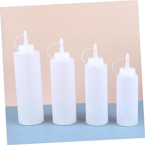 4pcs Salad Dressing Squeeze Bottles with Lids for Easy Kitchen Use