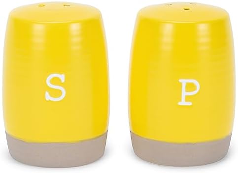 Nat Jules Raw Bottom Yellow Ceramic Salt Pepper Shaker Set 1