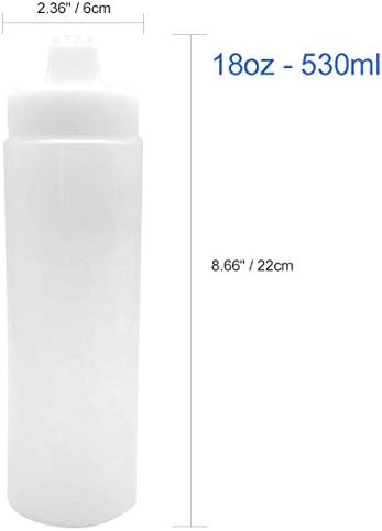 GARASANI 4 Hole Condiment Squeeze Bottle Dispenser 18oz - 530ml