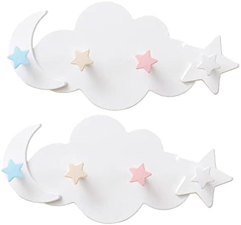 2Pcs Star Moon Wall Hooks for Smooth Surfaces