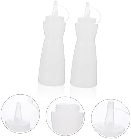 KICHOUSE 2Pcs 400ml Condiment Squeeze Bottles for Ketchup and Sauces