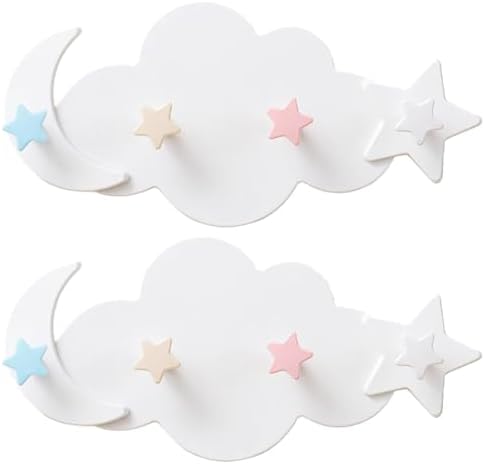 2Pcs Adhesive Moon Star Hooks for Kids Room Decor