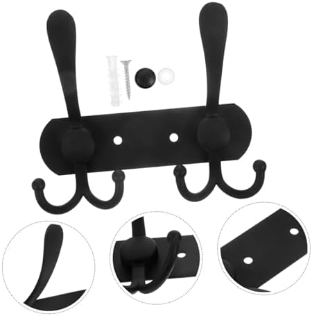 Holibanna 3-Piece Wall Hooks Black Towel Hooks Key Hangers