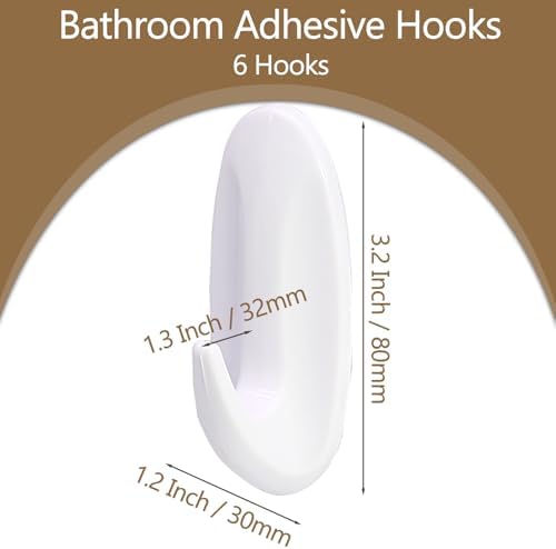 6 Pack Medium Utility Hooks Damage Free Self Adhesive Heavy Duty