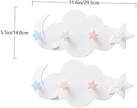 Ciieeo 2pcs Star Moon Wall Hooks for Coats Keys Towels