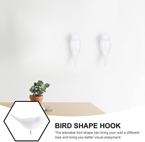 Kisangel 2 Pcs Resin White Coat Hooks with Bird Design