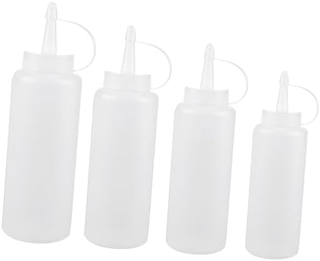 4pcs Salad Dressing Squeeze Bottles with Lids for Easy Kitchen Use