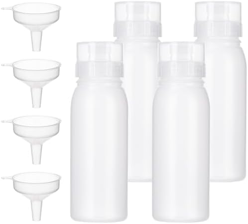 Uceoo 4 Pack Porous Squeeze Bottles with 5 Nozzles and 4 Funnels