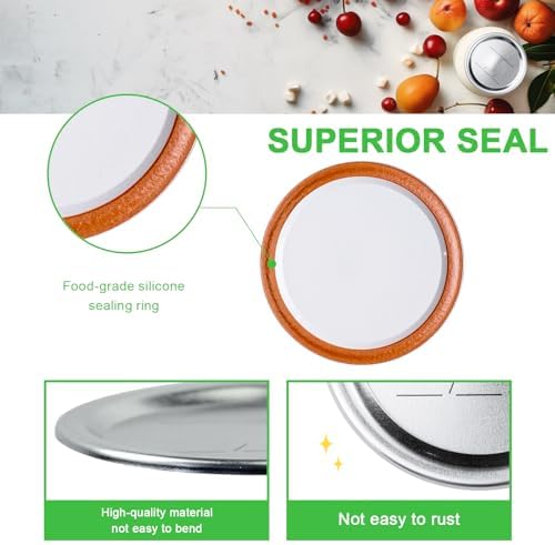 100 Pcs Canning Lids with Food Grade Silicone Seal