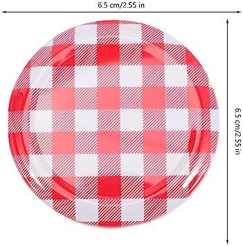 HOMSFOU 40pcs Mason Jar Lids with Checkered Design